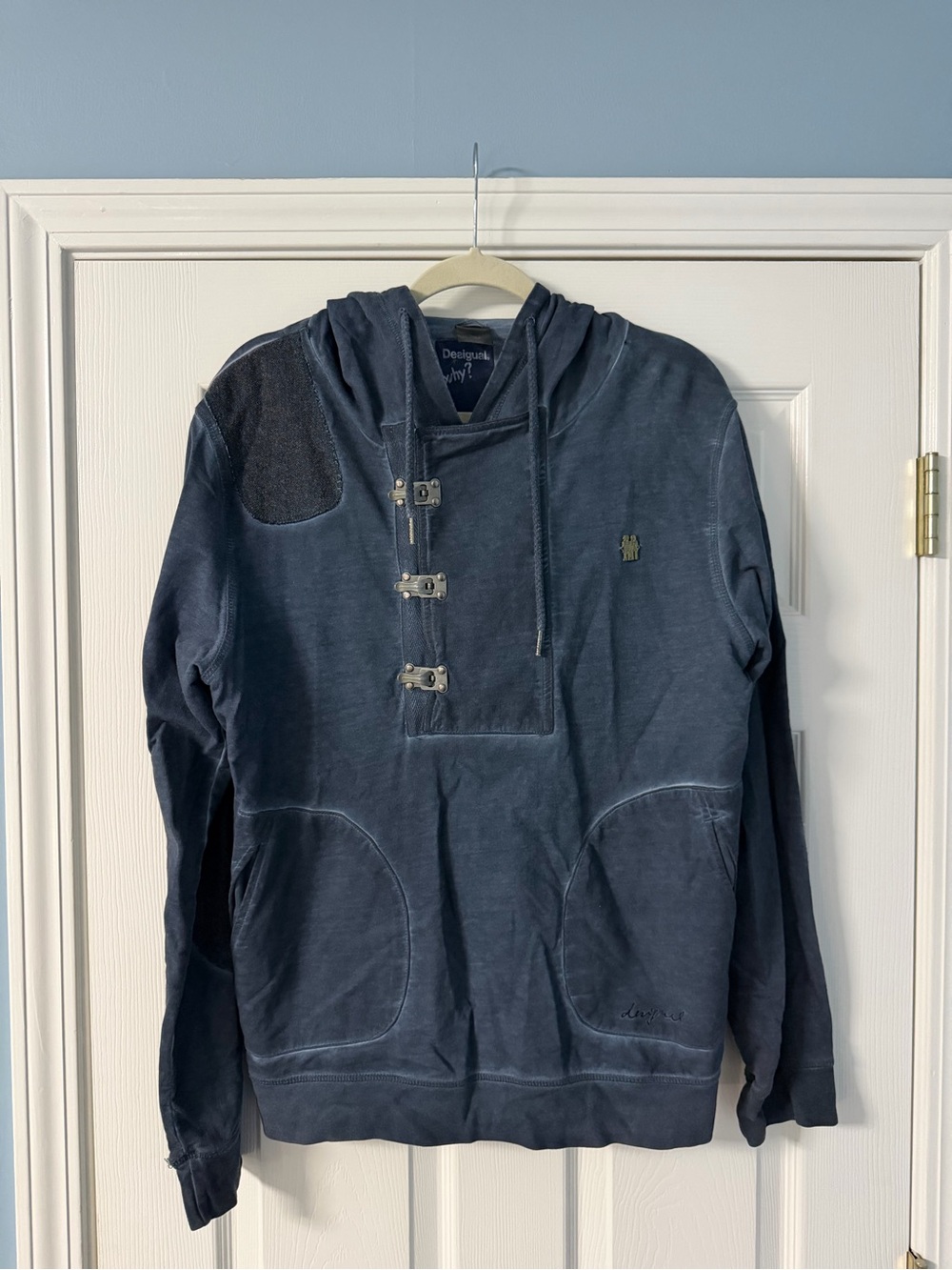 Desigual Men’s Navy Blue Crewneck Hoodie Sweater